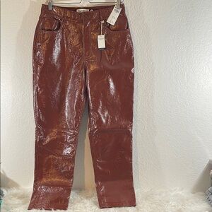 ABERCROMBIE & FITCH Curve Love Vegan Leather 90s Straight Pant Ultra High Rise